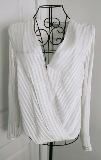 Blouse chemisier cache coeur à rayures 