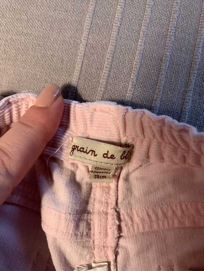 Pantalon velour rose pale Grain de blé 12 mois - photo numéro 4