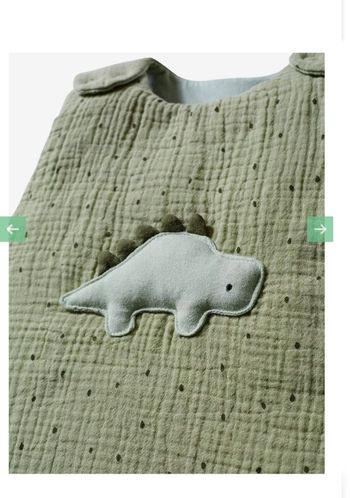 Gigoteuse sans manches en gaze de coton PETIT DINO - kaki

