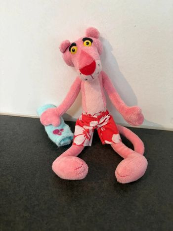 Peluche jemini panthère rose nageur en short avec serviette de plage/piscine