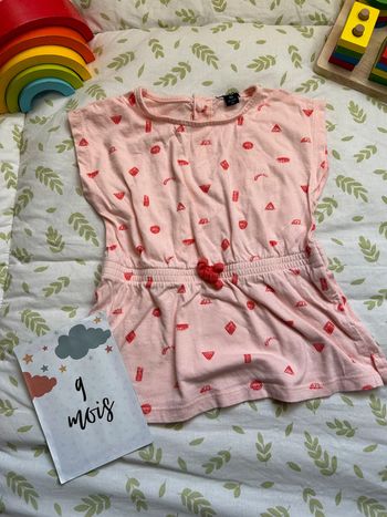 robe manches courtes en coton rose motifs fushia9 mois kiabi