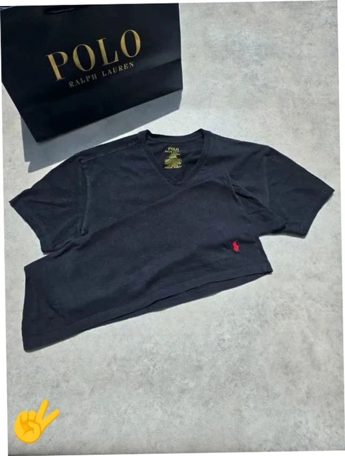 T-shirt Ralph Lauren L coupe col rond noir Homme Men tee67