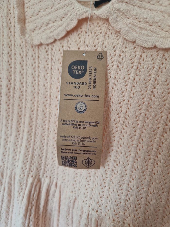 Robe tricot maille rose abricot 24mois neuve - photo numéro 4