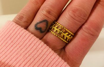 Bague épaisse doré feuilles de laurier acier inoxydable