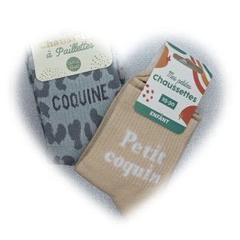 Lot chaussette à paillettes message