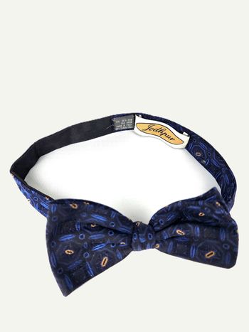 Nœud Papillon Jodhpur – Soie Jacquard Bleu Nuit & Géométrique