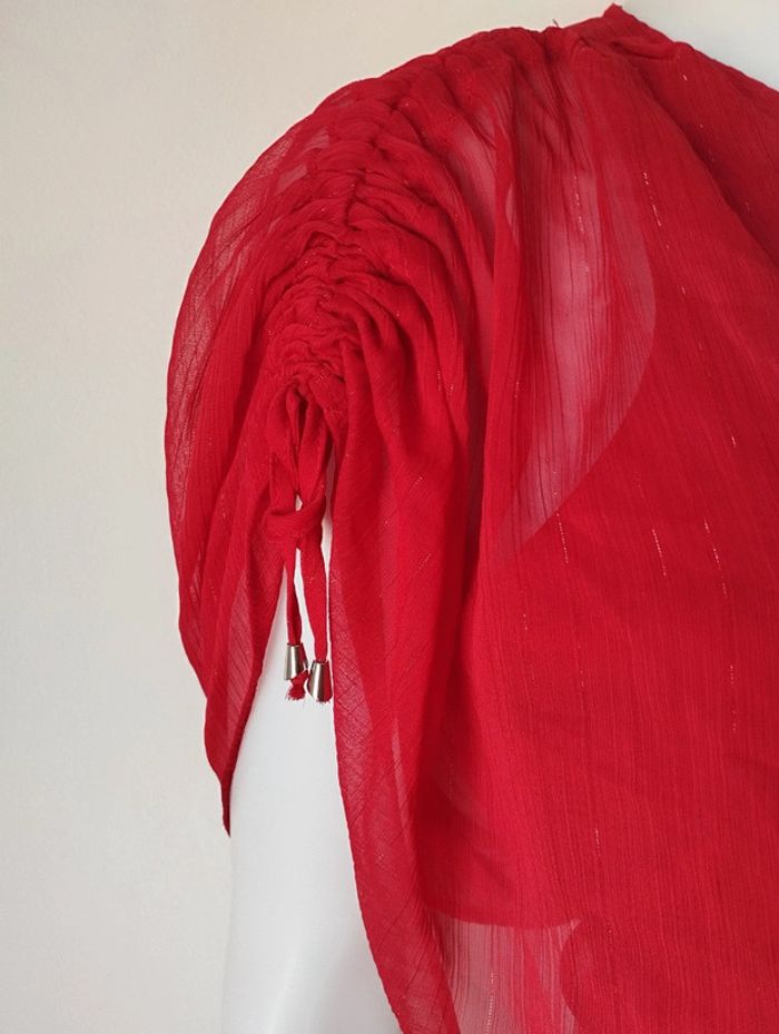 Robe de soirée longue vaporeuse rouge Promod taille 36 - photo numéro 4