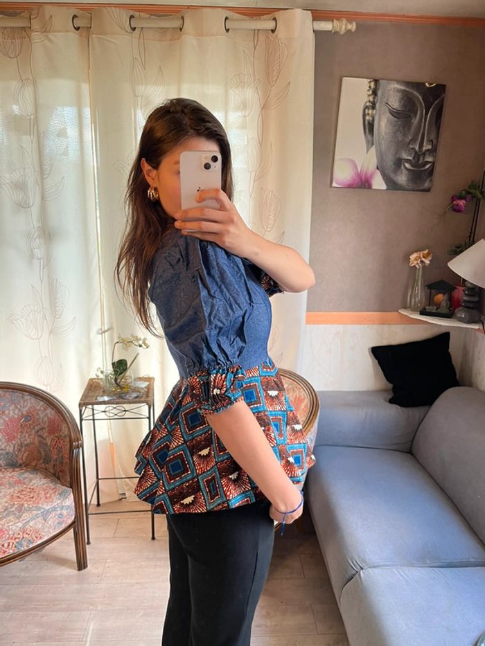 Top bouffant ethnique vintage bohème champêtre barok siren office - photo numéro 2