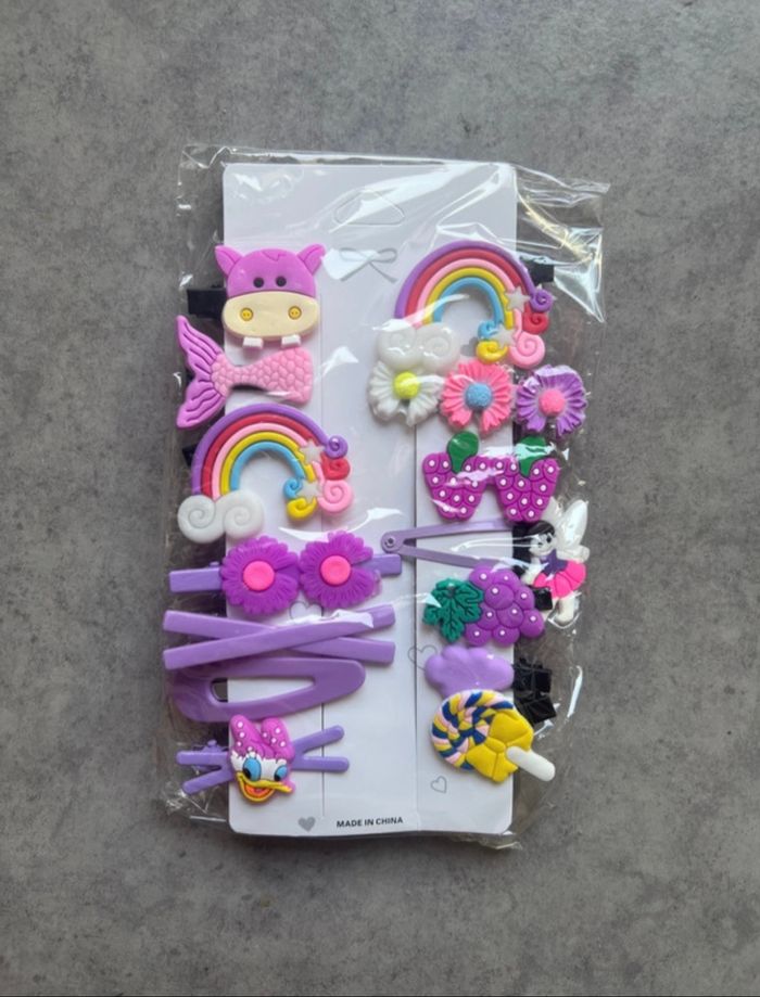 Lot barrettes filles rose