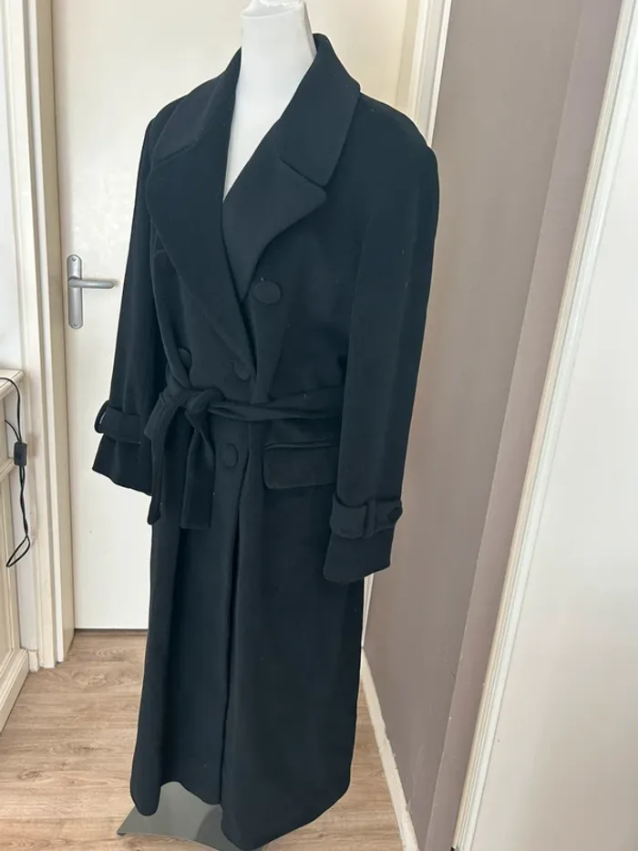Constantin,caban manteau long noir laine, angora, cachemire , femme, taille 42 - photo numéro 4