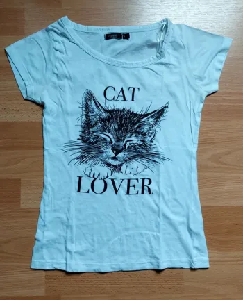 T-shirt blanc imprimé chat Cat lover