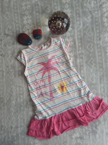 Robe été sans manches rayée bleu/rose