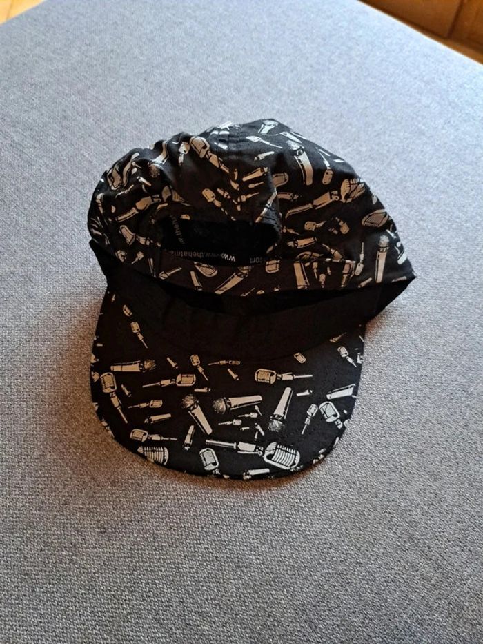 Casquette noir Hatman motif micros vintages blancs - photo numéro 2