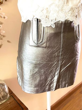 Jupe Zara gris métallisé XS