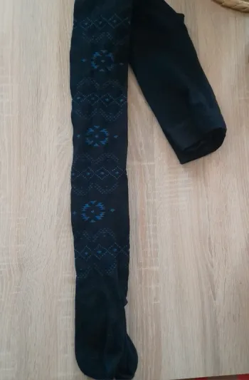 Collant hiver bleu foncé à motifs