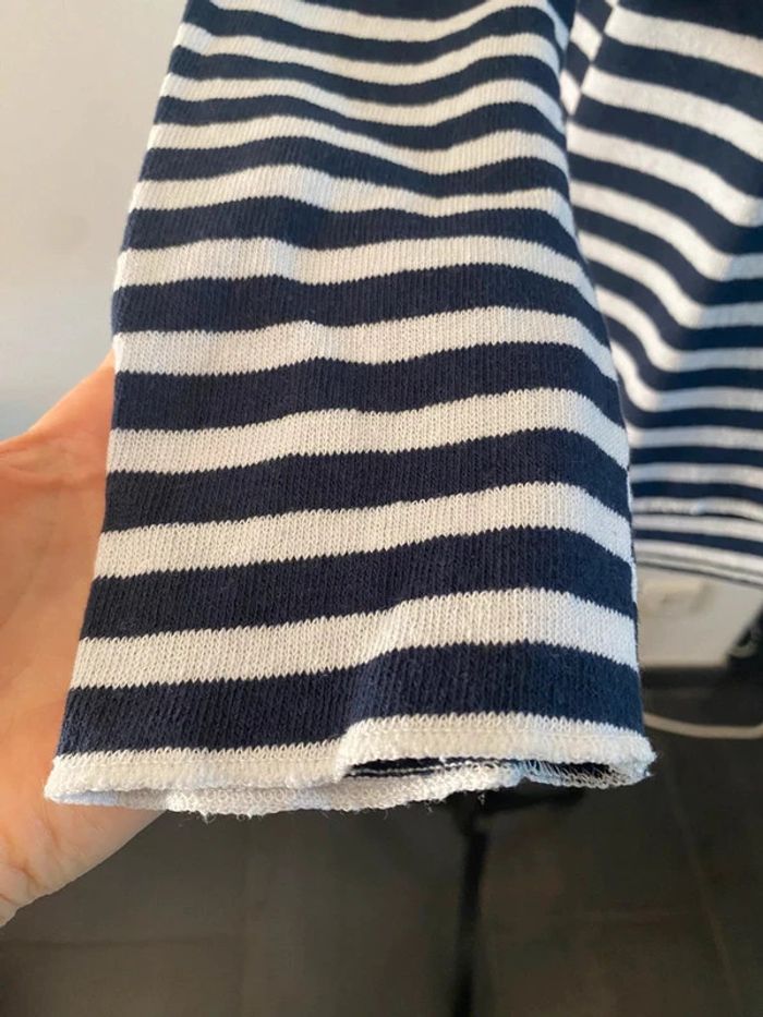 Pull Marinière en maille blanche et marine à rayures taille M - photo numéro 8
