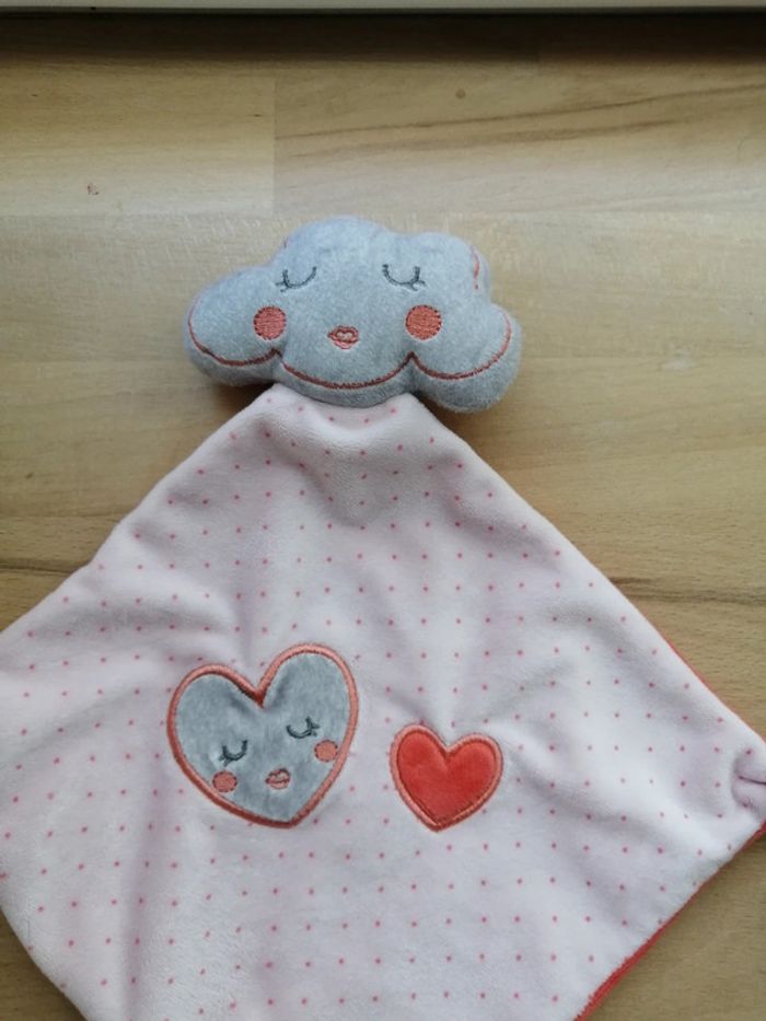 Mots d'enfants Doudou plat nuage Coeur Rose Orange Gris - photo numéro 3