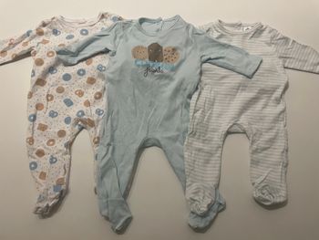 Lot de 3 pyjamas coton manches longues - 3 mois