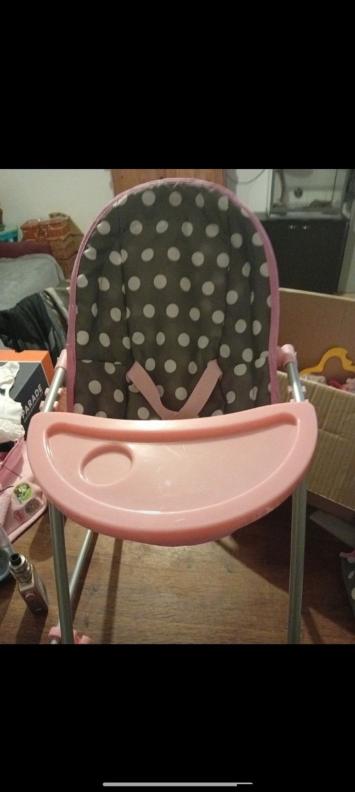 Jouet 2 en 1 balancelle et chaise haute pour poupee - photo numéro 2