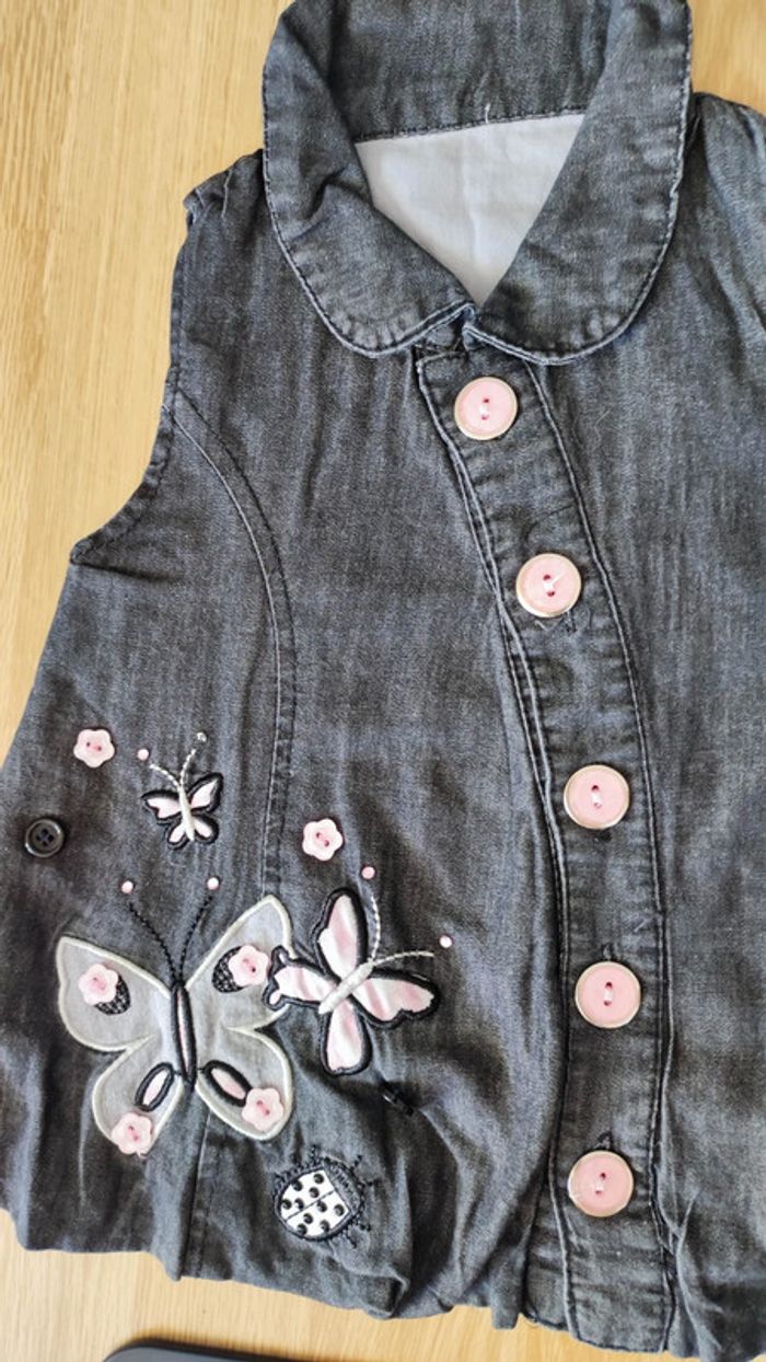 robe jean + legging rose clair taille 6 mois - photo numéro 3