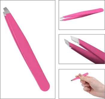 x2 Pince à épiler rose en acier inoxydable - 9,5 cm Neuf
