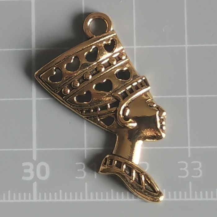 1 x grand pendentif "Nefertiti" en métal doré antique - photo numéro 4