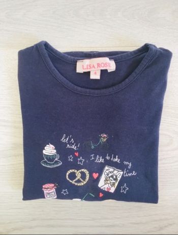 T-shirt manches longues Lisa rose 4 ans