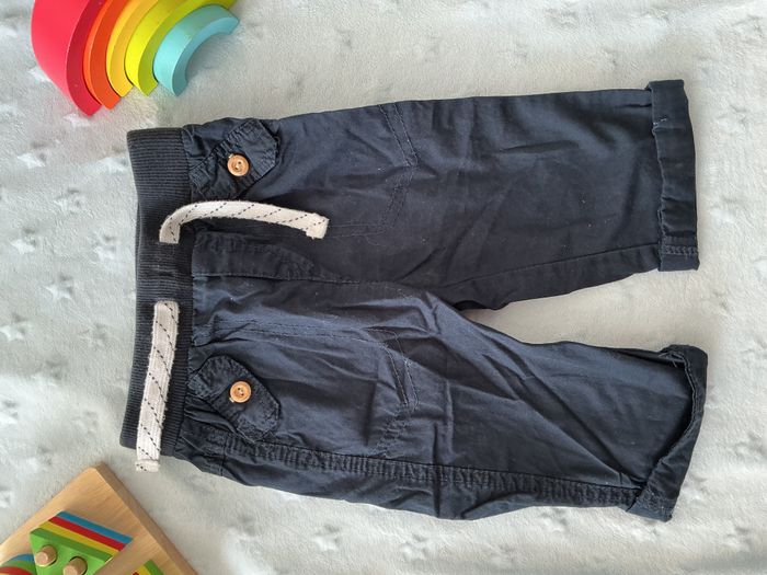 pantalon léger marine taille élastique et lien de serrage 12 mois kiabi - photo numéro 4