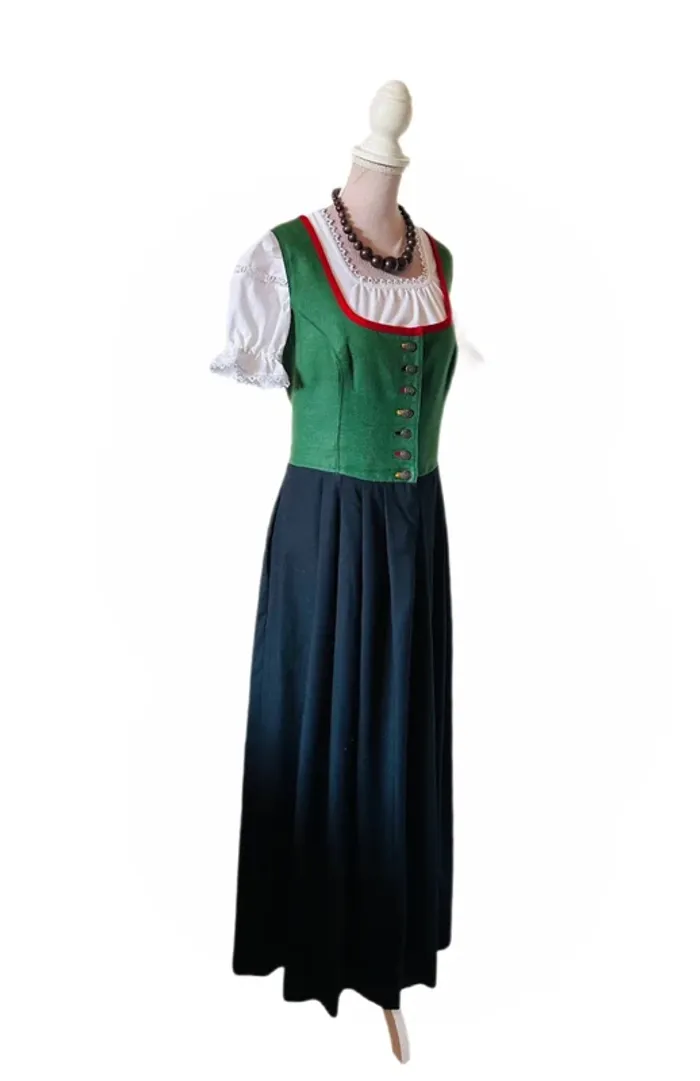 🌿💐Robe vintage traditionnelle Dirndl XL/42 cottagecore Oktoberfest Trachten Austrian long dress💐🌿 - photo numéro 13