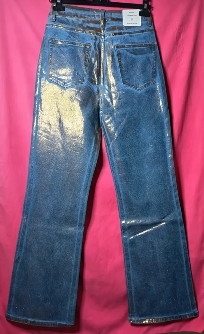 Jean enduit, métallique doré Marivy Denim coupe bootcut (A273) - photo numéro 4