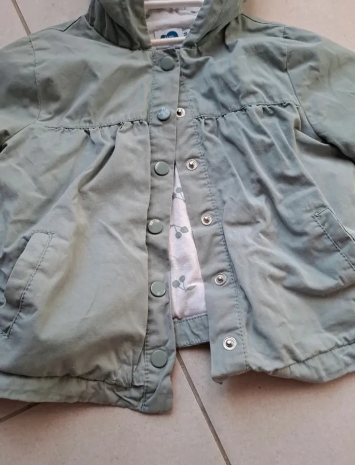 Blouson fille 24 mois vert sauge - photo numéro 3