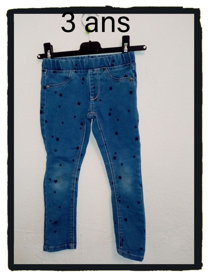 3 ans in extenso pantalon jeans a élastique imprimé "petite étoiles" /Excellent état - photo numéro 9