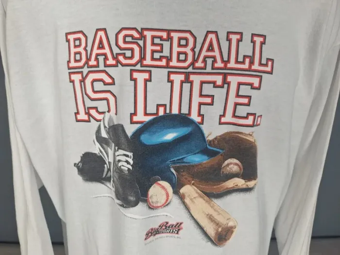 Vintage Baseball Is Life – T-shirt Manches Longues Blanc – Taille XL – Style Années 90 (553) - photo numéro 3