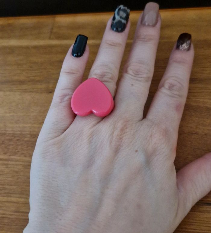 Bague fantaisie rose cœur - photo numéro 2