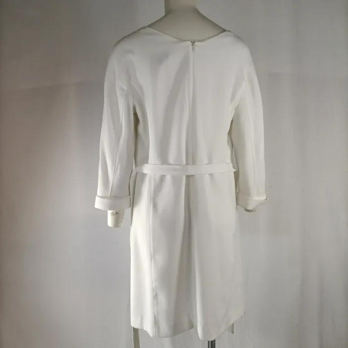 Robe droite blanche Caroll T42 manches 3/4 ceinture amovible minimaliste chic - photo numéro 4