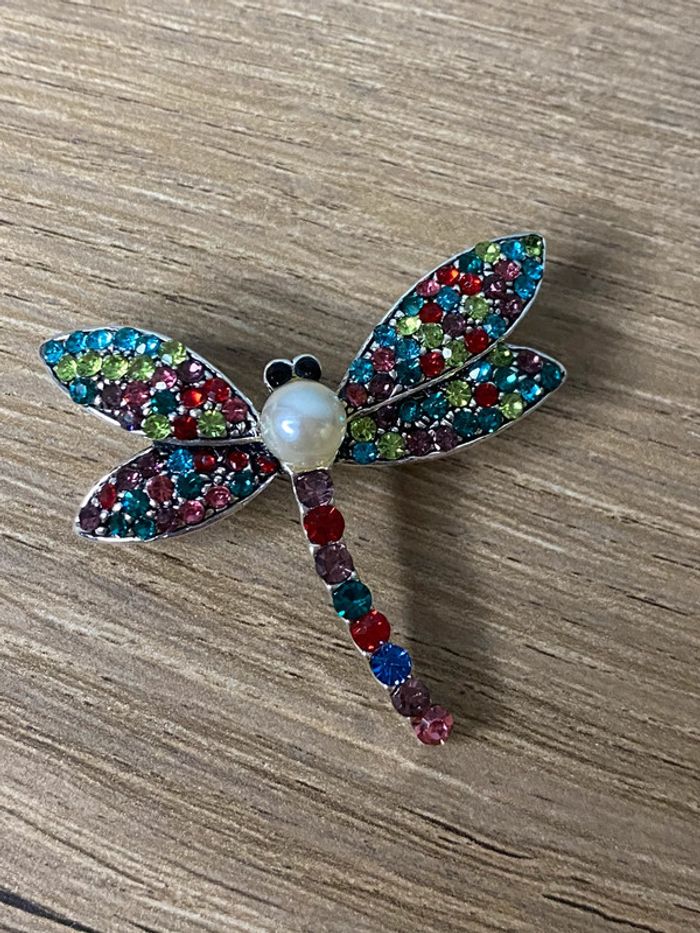 Broche libellule strass - photo numéro 3