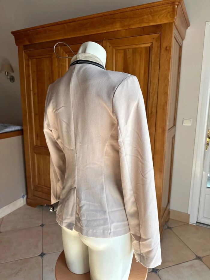 Veste blazer beige zip bi matière 38 femme charming girl - photo numéro 8