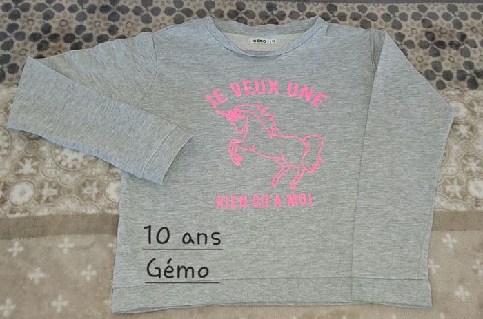 Sweat pull licorne 10 ans gemo