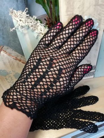 Gants resille noir black glove retro pin up vintage