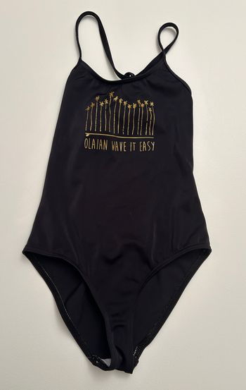 maillot de bain noir motif doré taille 7/8 ans