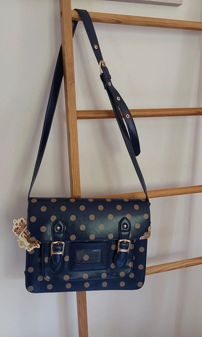 Sac style cartable  Neuf avec étiquette marine et beige - photo numéro 3