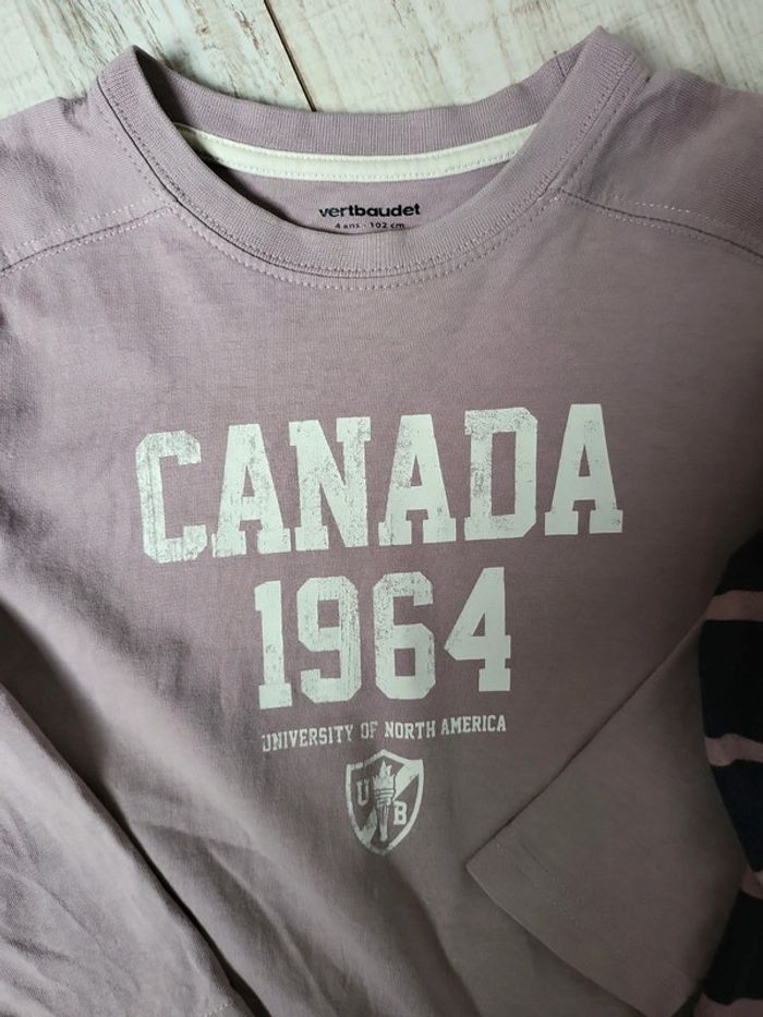 Lot 3 t-shirts manches longues garçon 4 ans vertbaudet très bon état - photo numéro 2