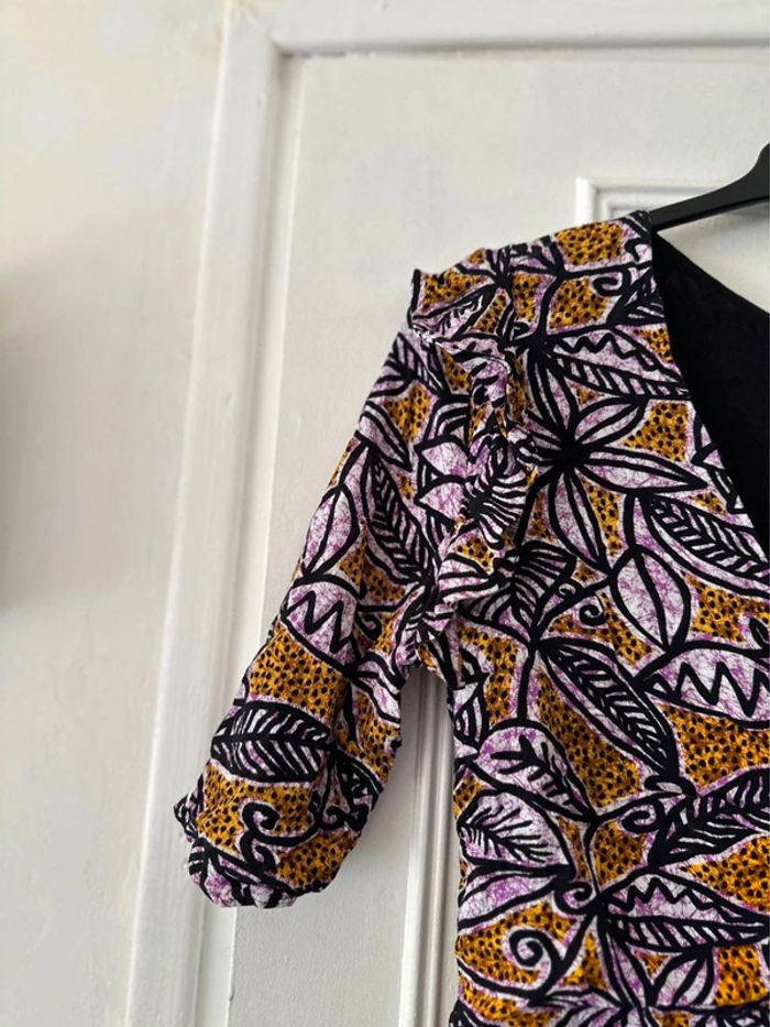 Robe manches courtes froncée imprimés colorés taille L ZARA - photo numéro 2