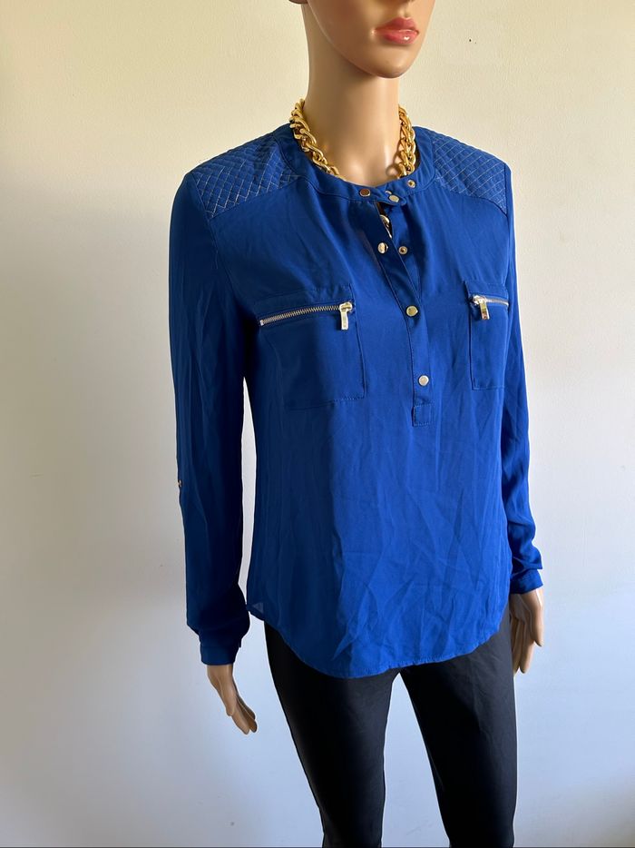 Blouse bleue et dorée à manches longues Morgan taille 36 jamais portée - photo numéro 2