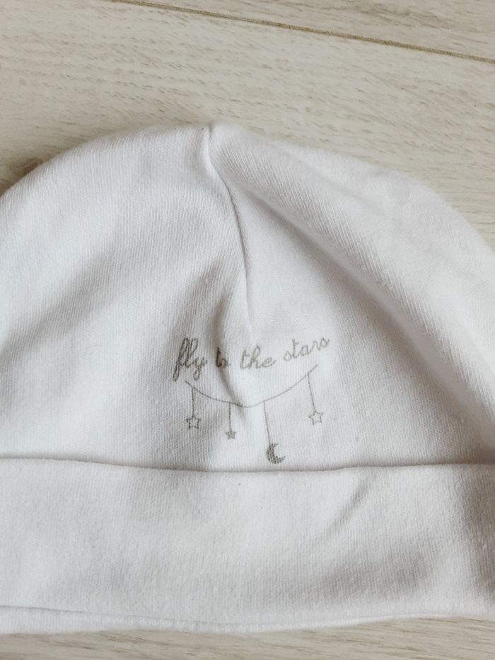 Vêtement bébé mixte garçon fille bonnet blanc étoiles 1 mois - photo numéro 2