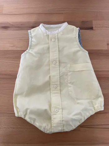 Grenouillère upcyclée d’une chemise homme