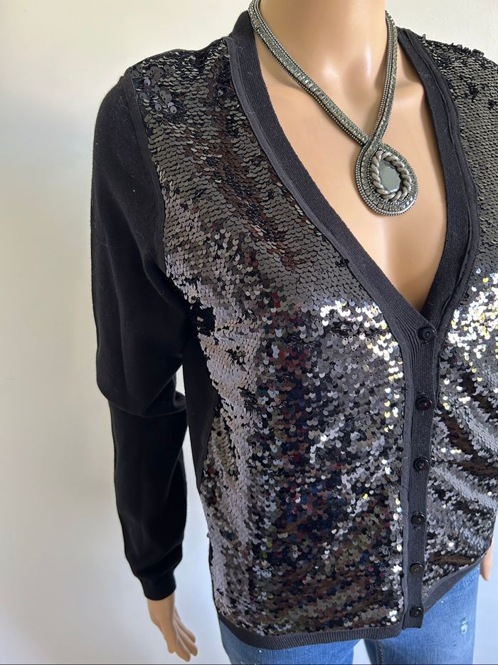 Cardigan noir avec sequins Bel&Bo taille S jamais porté - photo numéro 4