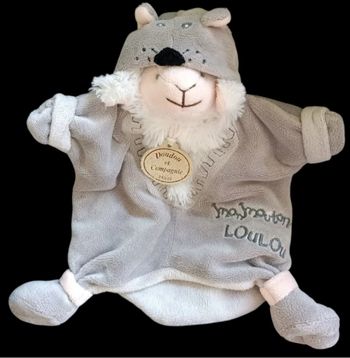 ❤️B720 Doudou marionnette mouton blanc déguisé loup gris LOULOU Doudou& Compagnie