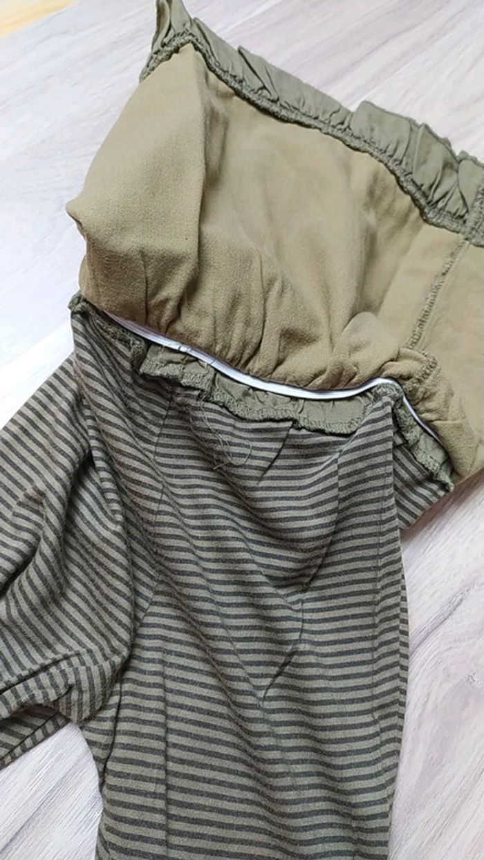 Jupe avec un legging assorti vert kaki et gris très très foncé Jean Bourget 18 mois - photo numéro 5