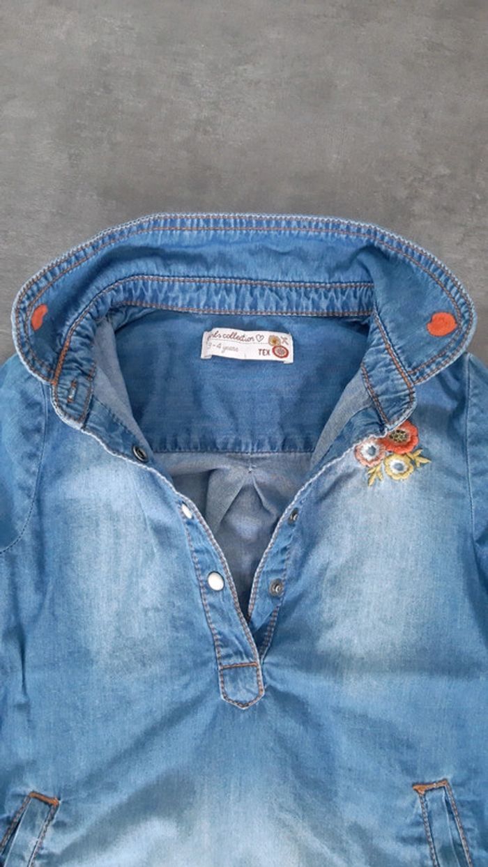 Tunique jeans fille style délavé - photo numéro 2